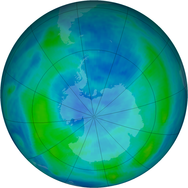 Antarctic ozone map for 12 March 2000